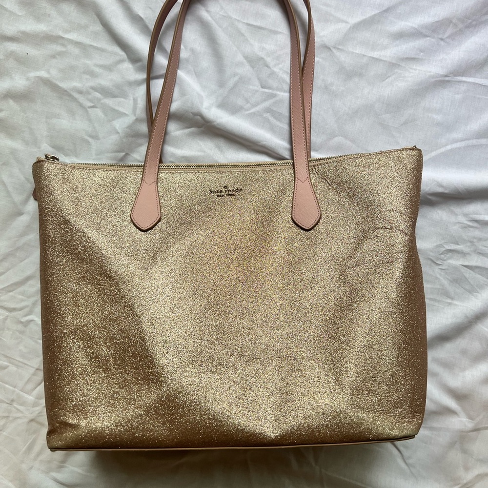 Kate Spade Gold and Pink Tote Bag with Luxurious Finish